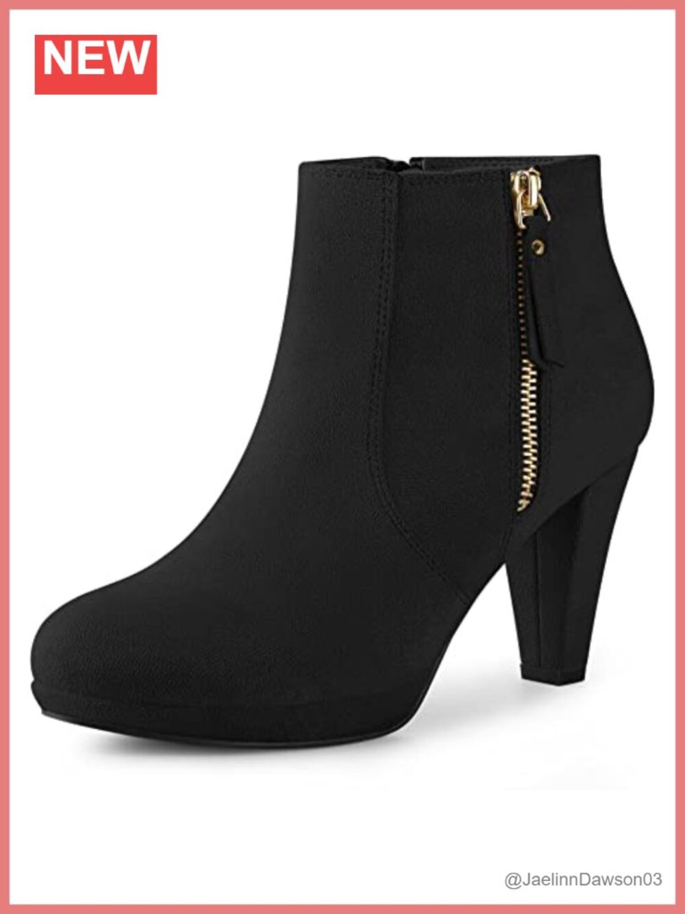 Women's Faux Suede Chunky Heel Ankle Boots Platform Side Zip